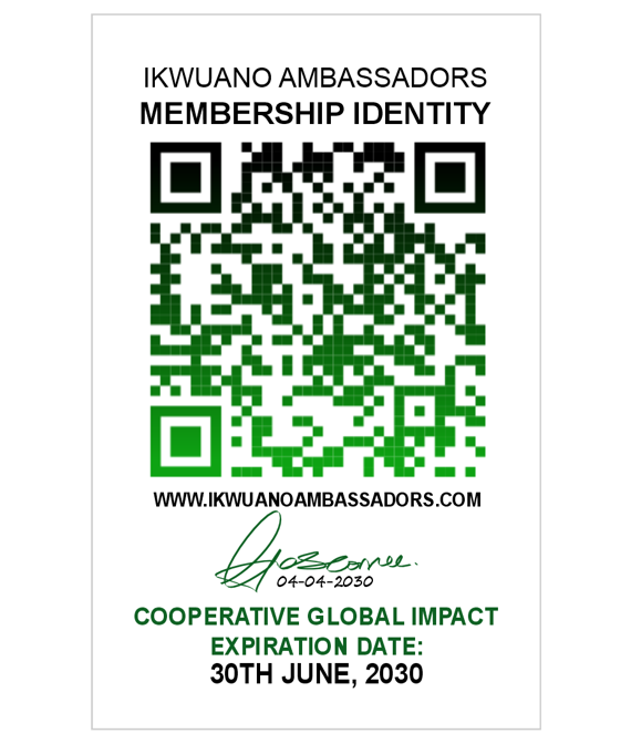 Back Sample of Ikwuano Ambassadors ID card