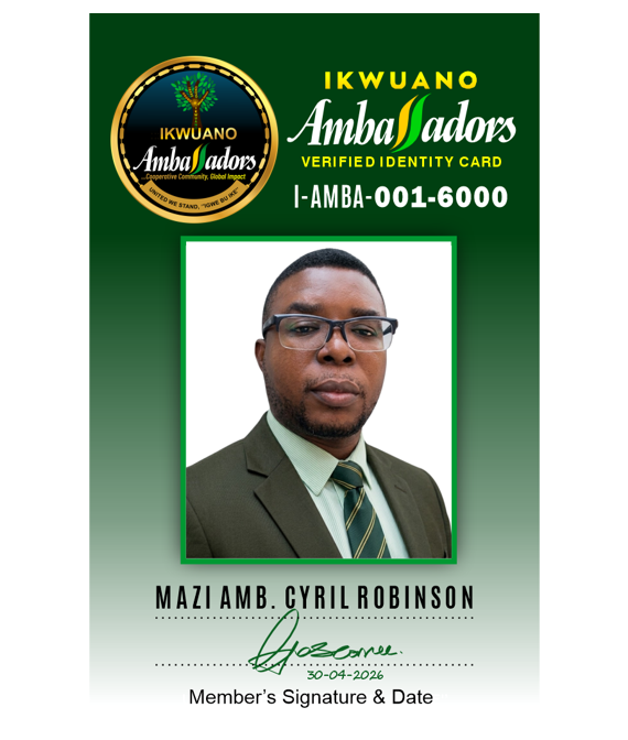 Front Sample of Ikwuano Ambassadors ID card