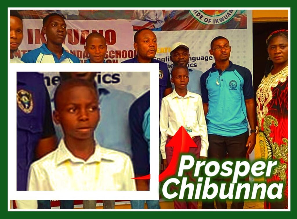 Prosper Chibunna, the Awomukwu High School student